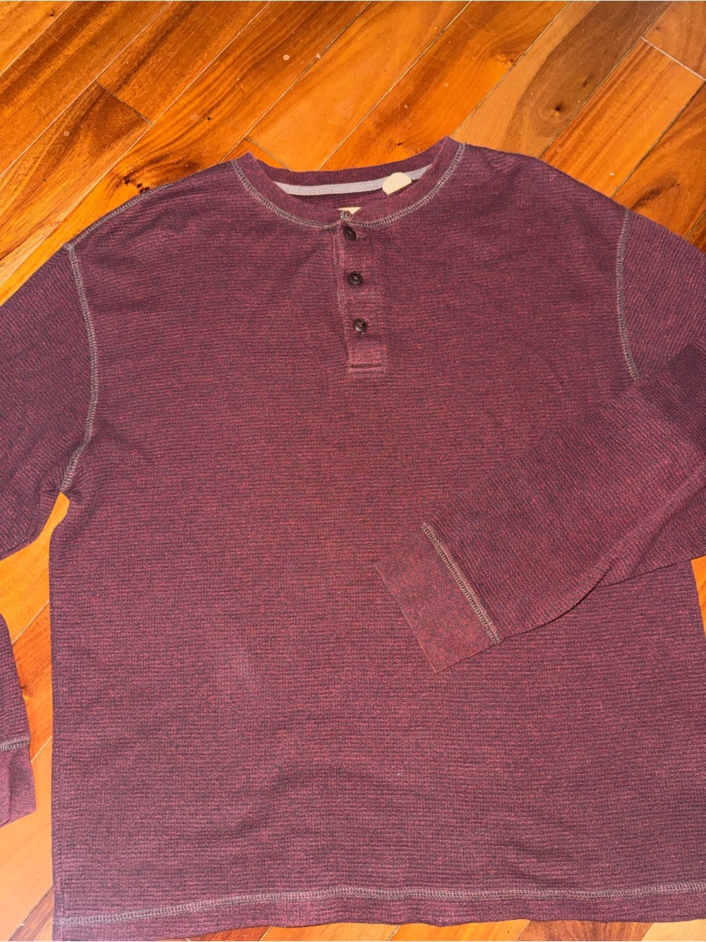 RedHead Men's Burgundy Maroon Henley Long-Sleeve Shirt